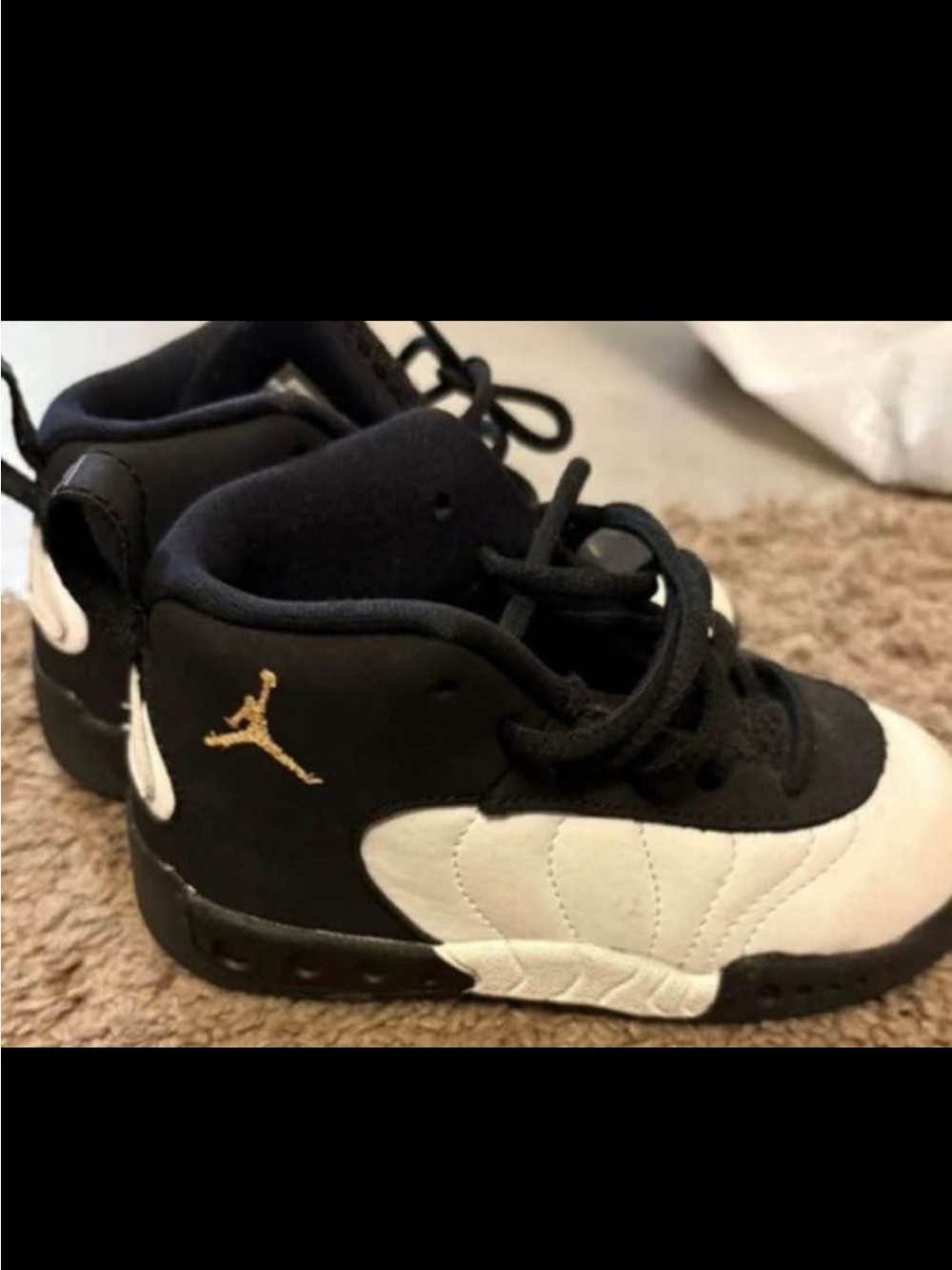 Air Jordan Kids' Black and White Basketball Sneakers 7c